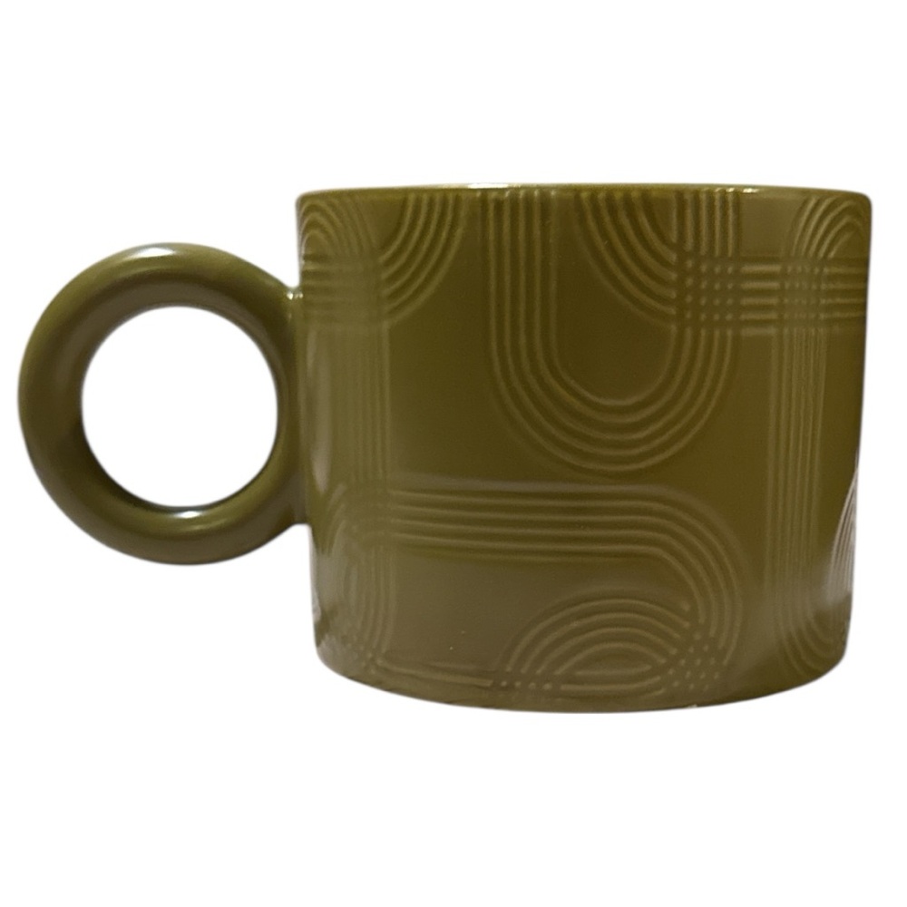 THRESHOLD Olive Green Round Handle Stoneware Coffee/Soup Mug Set of Two - NWT - Picture 2 of 5